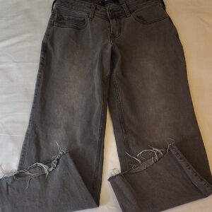 Hollister Dark Gray Low Rise Baggy Barrel Jeans Size 2 EUC